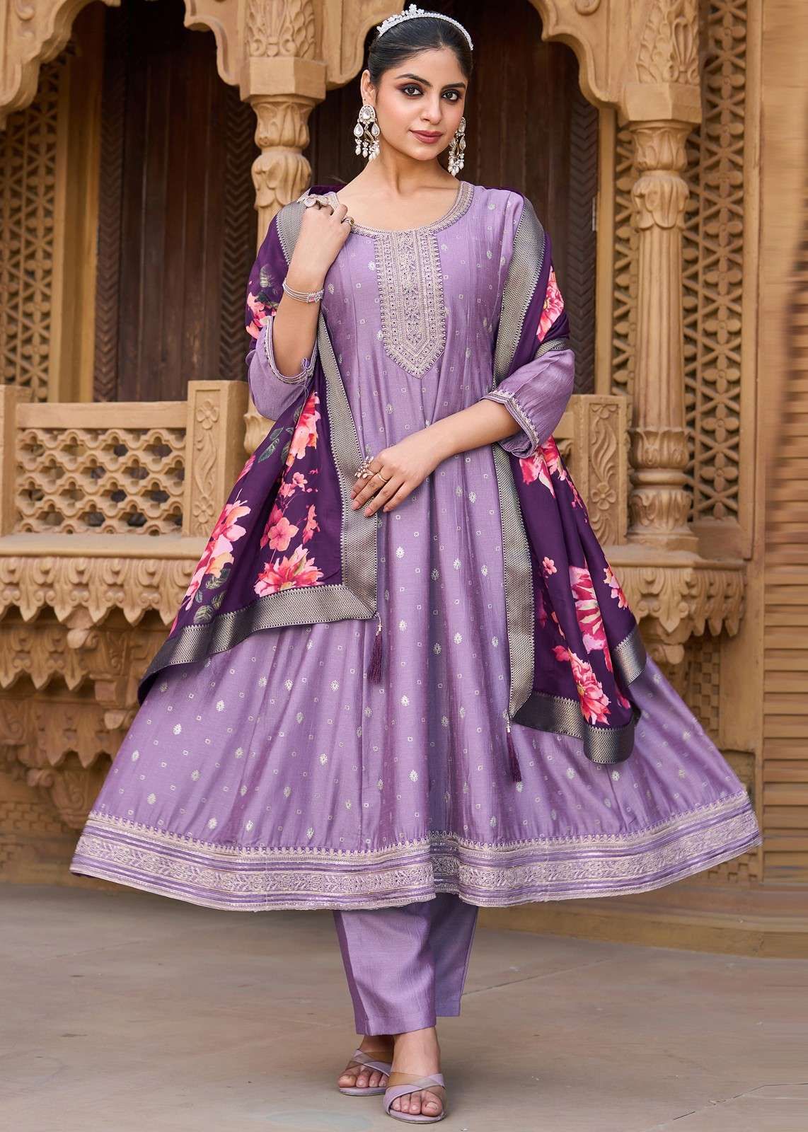 Purple Embroidered Work A..